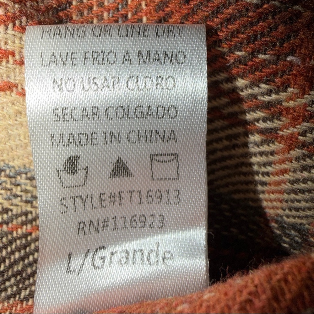 Easel Rust Plaid Button-Up Shacket Size Medium - Picture 5 of 5